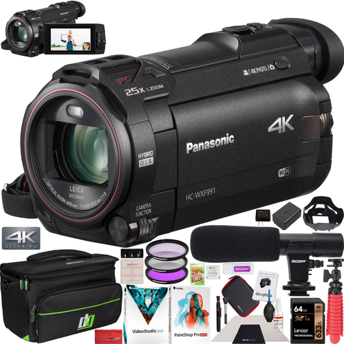Panasonic HC-WXF991K Camcorder Cinema 4K UHD 20X Leica Lens WXF991 Kit Video Camera Bundle