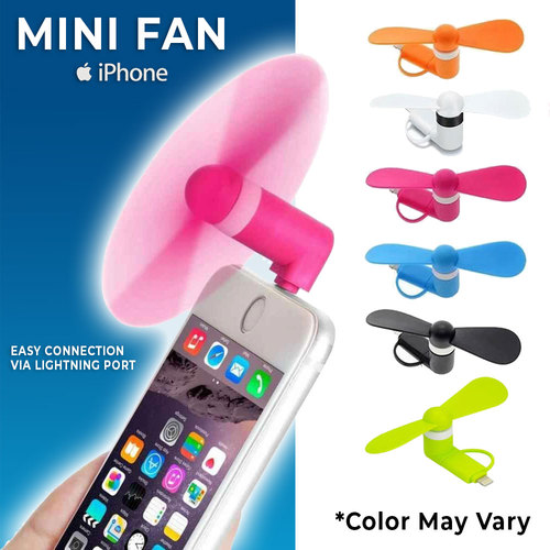 Portable Mini Fan for iPhone with Lightning Connector Port (Color May Vary)