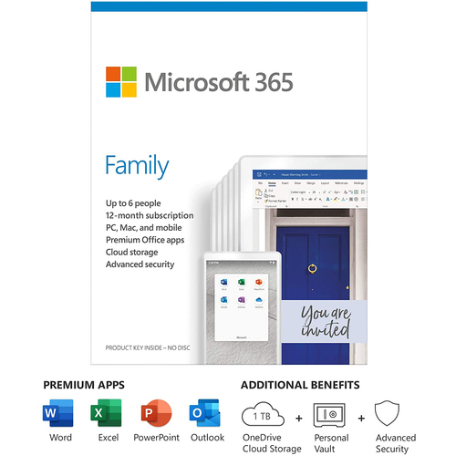 Microsoft 365 Family 1 Year Subscription Electronic Software Delivery Digital Download