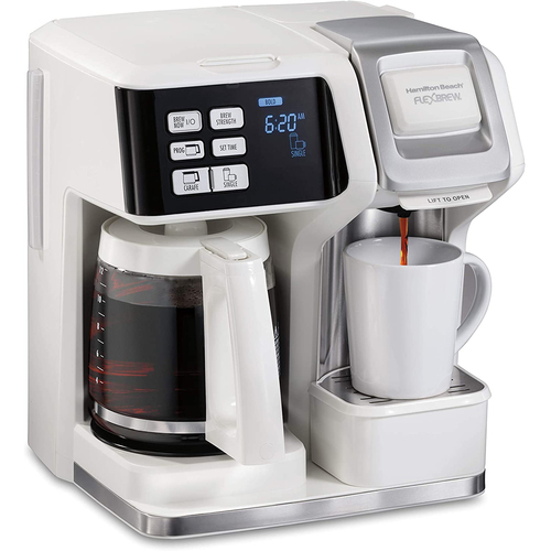 Hamilton Beach FlexBrew 2 Way Coffee Maker: Single-Serve or 12 Cup Pot, White 49947