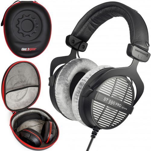 BeyerDynamic DT 990 PRO Studio Headphones for Mixing Mastering (Open) Over Ear Headset + Case