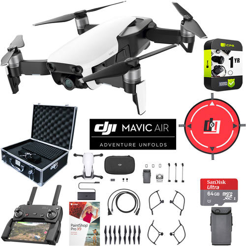 DJI Mavic Air Arctic White Drone Extended Fly Kit Case Batteries Extended Warranty