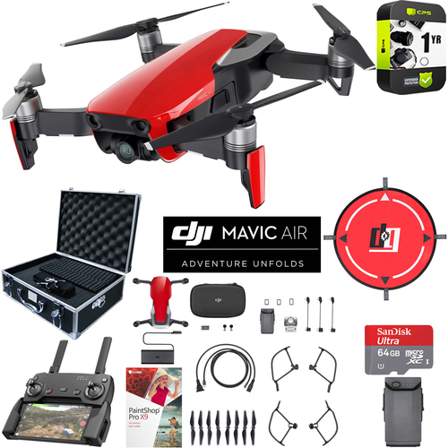 DJI Mavic Air Flame Red Drone Extended Fly Bundle Case Batteries & Extended Warranty