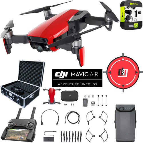 DJI Mavic Air Flame Red Drone Bundle with Hard Case Landing Pad & Extended Warranty
