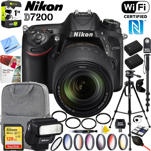 Nikon D7200 DX DSLR Camera 18-140mm VR Lens & SB-300 Speedlight Flash 128GB Pro Bundle