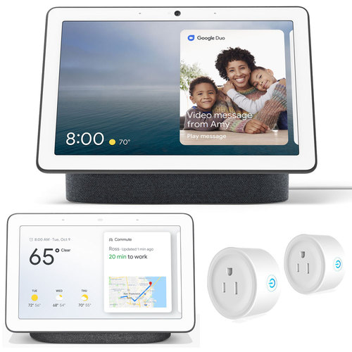 Google Nest Hub Max with Built-in Google Assistant (Charcoal) with Nest Hub and Plug Bundle