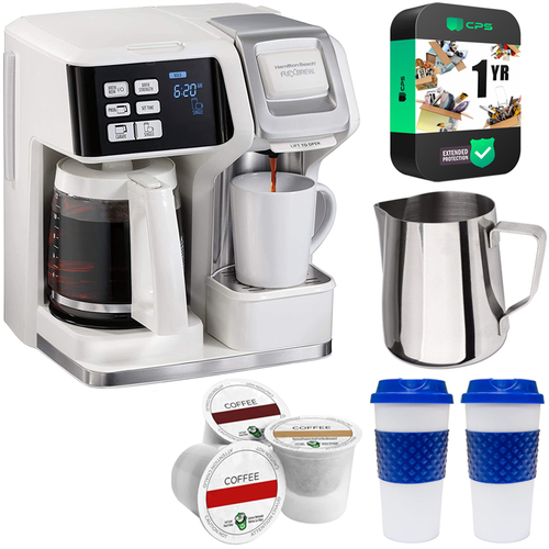 Hamilton Beach FlexBrew 2 Way Coffee Maker, White 49947 with Deco Gear Kitchen & K-Cups Bundle