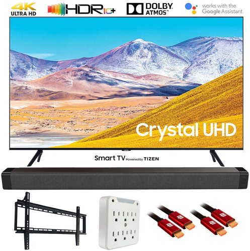 Samsung UN43TU8000 43` 4K Ultra HD Smart LED TV (2020 Model)w/ Deco Gear Soundbar Bundle