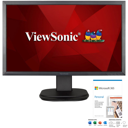 ViewSonic 24` Full HD 1080p LED Monitor Black with Microsoft 365 Personal