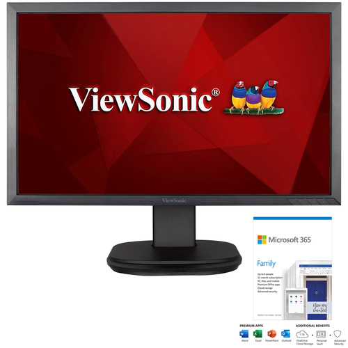 ViewSonic 24` Full HD 1080p LED Monitor Black with Microsoft 365 Family
