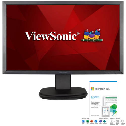 ViewSonic 24` Full HD 1080p LED Monitor Black with Microsoft 365 Business