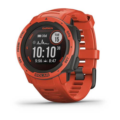 Garmin Instinct Solar Rugged Outdoor Watch with GPS - Flame Red 