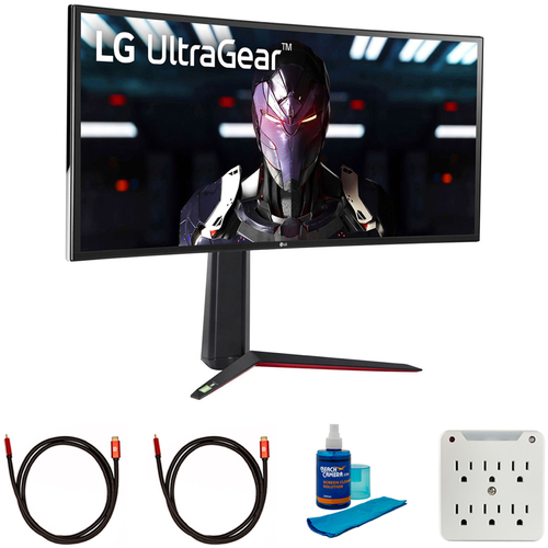 LG UltraGear 34` QHD 3440x1440 21:9 Curved Gaming Monitor with Cleaning Bundle