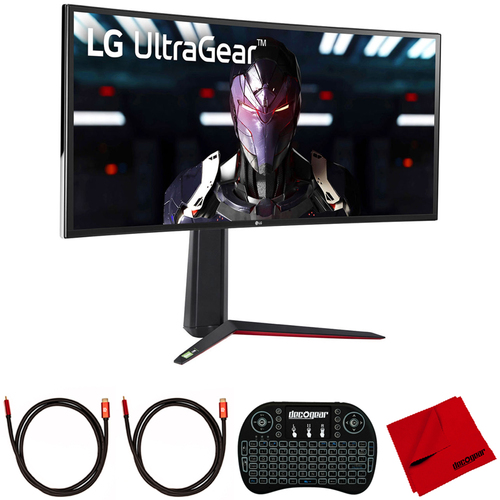 LG UltraGear 34` QHD 3440x1440 21:9 Curved Gaming Monitor with Keyboard Bundle