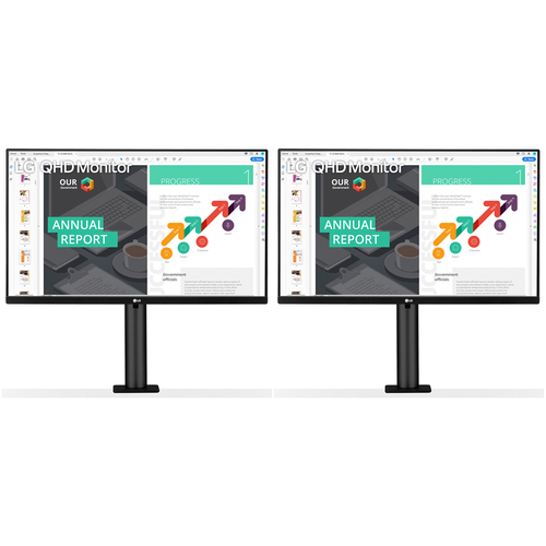 LG 27` QHD 2560x1440 IPS Monitor with Ergo Stand, HDR10, USB Type-C (2-Pack)