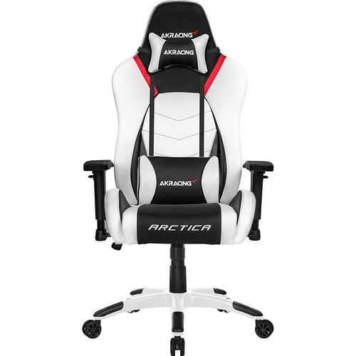AKRACING AMERICA ERGONOMIC GAMING CHAIR WHITE ADJ ARMS&HEIGHT RECLINE PLEATHER