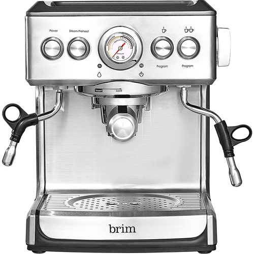 Brim 19 Bar Espresso Maker, Stainless Steel and Black - 50019