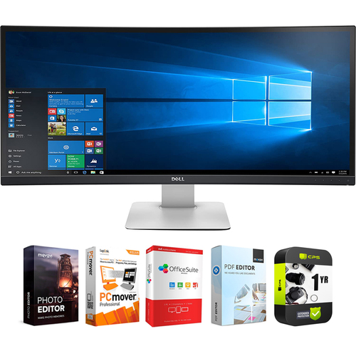 Dell UltraSharp 34` QHD 21:9 5ms Curved Ultrawide Monitor with Warranty Bundle