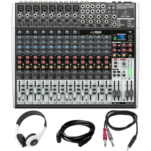 Behringer Premium 22-Input 2/2-Bus Mixer Audio Interface with Headphones Bundle