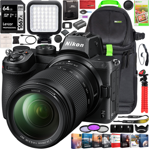 Nikon Z5 Mirrorless Full Frame Camera Body FX 4K + 24-200mm f/4-6.3 VR Lens Kit Bundle