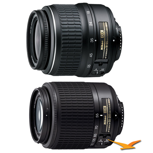Nikon 18-55mm f/3.5-5.6G 55-200mm F/4-5.6G ED AF-S DX Zoom Lens Bundle Refurbished