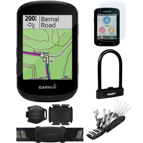 Garmin Edge 530 Sensor Bundle GPS Cycling Computer + Glass, U-Lock & Tool Kit