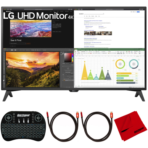 LG 43UN700T-B 43` 4K UHD 3840x2160 IPS USB-C HDR 10 Monitor w/ Accessories Bundle