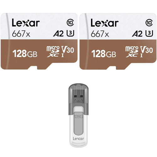 Lexar 2-Pack High-Performance 667x microSDHC/SDXC 128GB Memory Card w/ 128GB USB
