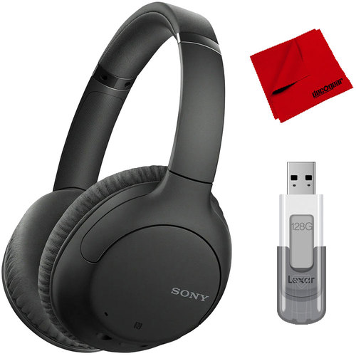 Sony WH-CH710N Wireless Noise-Canceling Headphones (Black) with 128GB USB Bundle