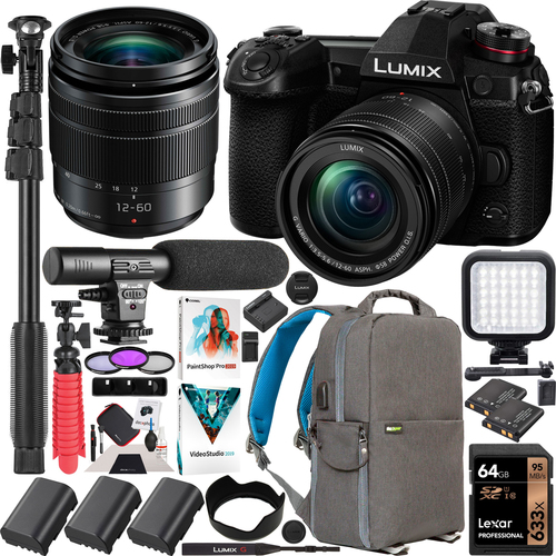 Panasonic DC-G9MK LUMIX G9 Mirrorless 4K Camera 12-60mm F3.5-5.6 Lens Kit 3 Battery Bundle