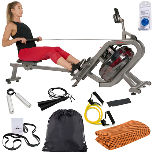 Sunny Health and Fitness Phantom Hydro Water Rowing Machine Ergometer w/ Fitness Kit
