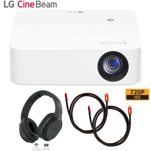 LG PH30N CineBeam Portable 250 ANSI Lumens HD LED Projector w/Sony Headphone Bundle