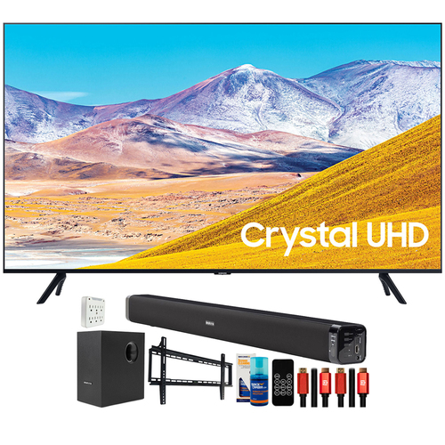 Samsung UN65TU8000 65` 4K Ultra HD LED TV (2020) with Deco Gear Home Theater Bundle