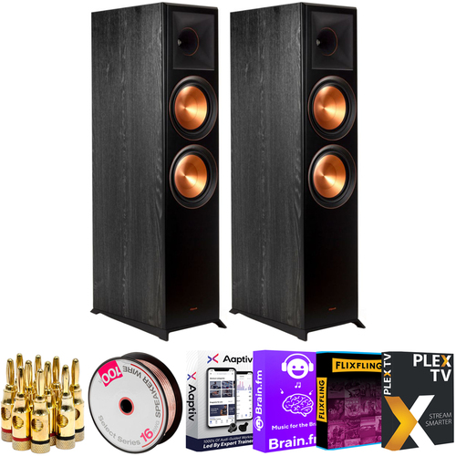 Klipsch RP-8000F Reference Premier 8` 2-Way Speaker, Ebony 2-Pack +Accessories Bundle