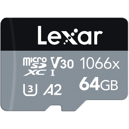 Professional 64GB 1066x MicroSDXC Memory Card with Adapter LMS1066064G