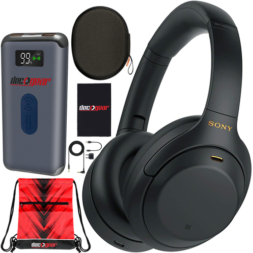 Sony WH-1000XM4 Wireless Noise Cancelling Headphones with Hands Free Mic Black Bundle