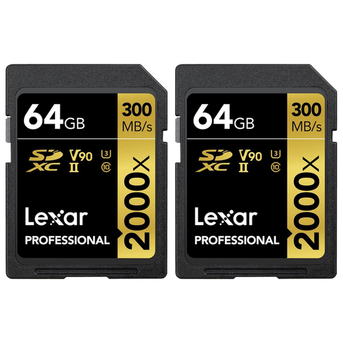 64GB Professional 2000x SDXC UHS-II Memory Card 2 Pack