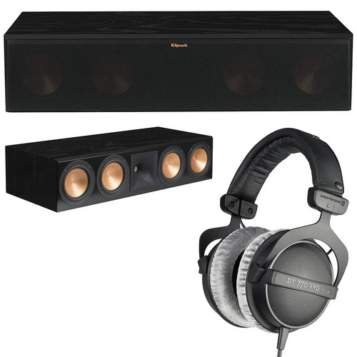 Klipsch RC-64 III Center Channel Speaker (Black) w/ DT 770-PRO Studio Headphones Bundle