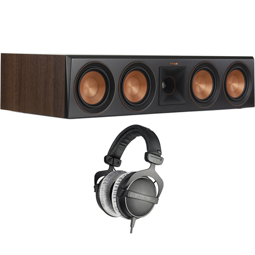 Klipsch 2.5-Way Center Channel Speaker Walnut with Studio Headphones