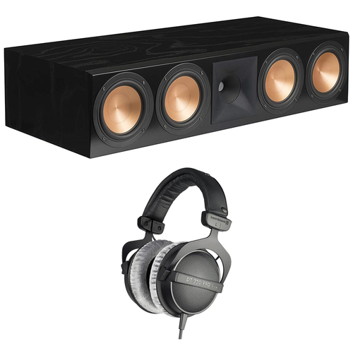 Klipsch RC-64 III Center Channel Speaker, Black Ash w/ DT 770-PRO Studio Headphones