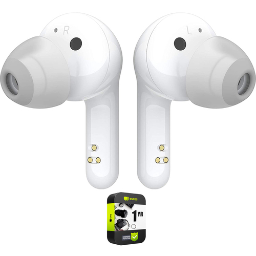 LG TONE Free HBS-FN4 True Wireless Bluetooth Earbuds White + Extended Warranty