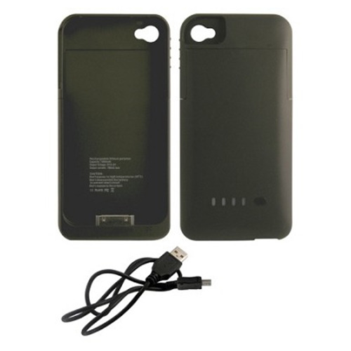 iCover iPhone 4/4S Rubberized Protective 1900mAh Battery Case - Black
