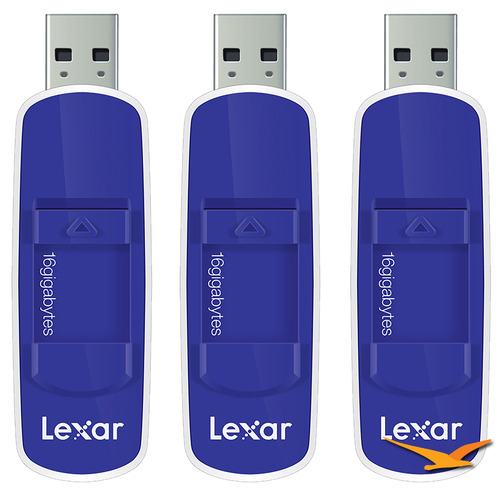 Lexar 16GB JumpDrive S70 USB Flash Drive 3-Pack - Blue Top w/ White Bottom
