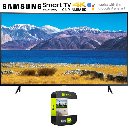 Samsung UN65TU8300 65` HDR 4K UHD Smart Curved TV (2020) w/ Warranty Bundle