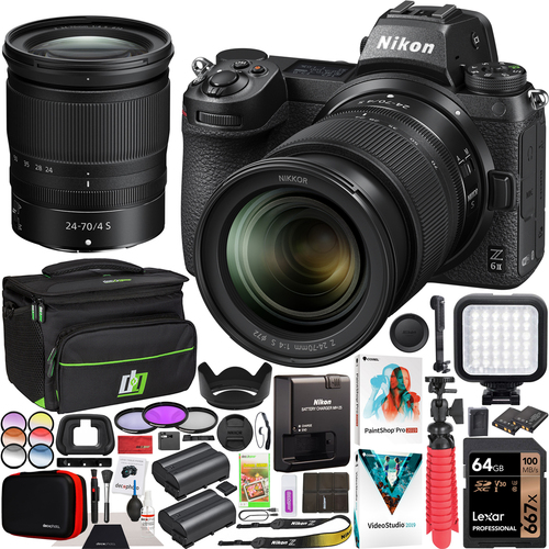 Nikon Z6II Mirrorless Camera Body FX-Format Full Frame + 24-70mm f/4 S Lens Kit Bundle