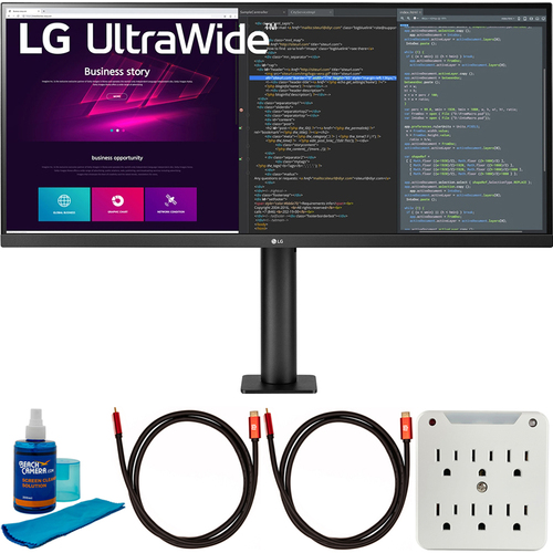 LG 34` 21:9 UltraWide QHD 3440x1440 Ergo IPS HDR Monitor w/ Accessories Bundle