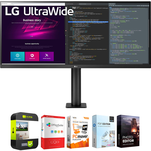 LG 34` 21:9 UltraWide QHD 3440x1440 Ergo IPS HDR Monitor w/ Warranty Bundle