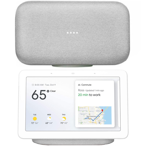 Google Home Max Smart Speaker + Google Nest Home Hub (Chalk)