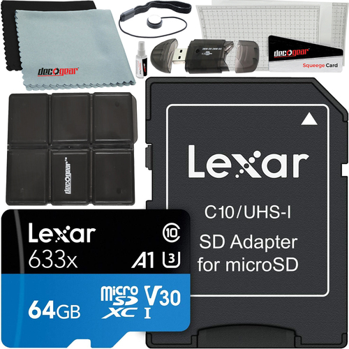 Lexar High-Performance microSDHC/SDXC UHS-I 64gb Memory Card + Accessory Bundle