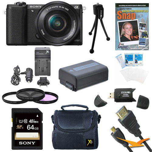 Sony a5100 Mirrorless Camera w/ 16-50mm Zoom Lens Black Bundle